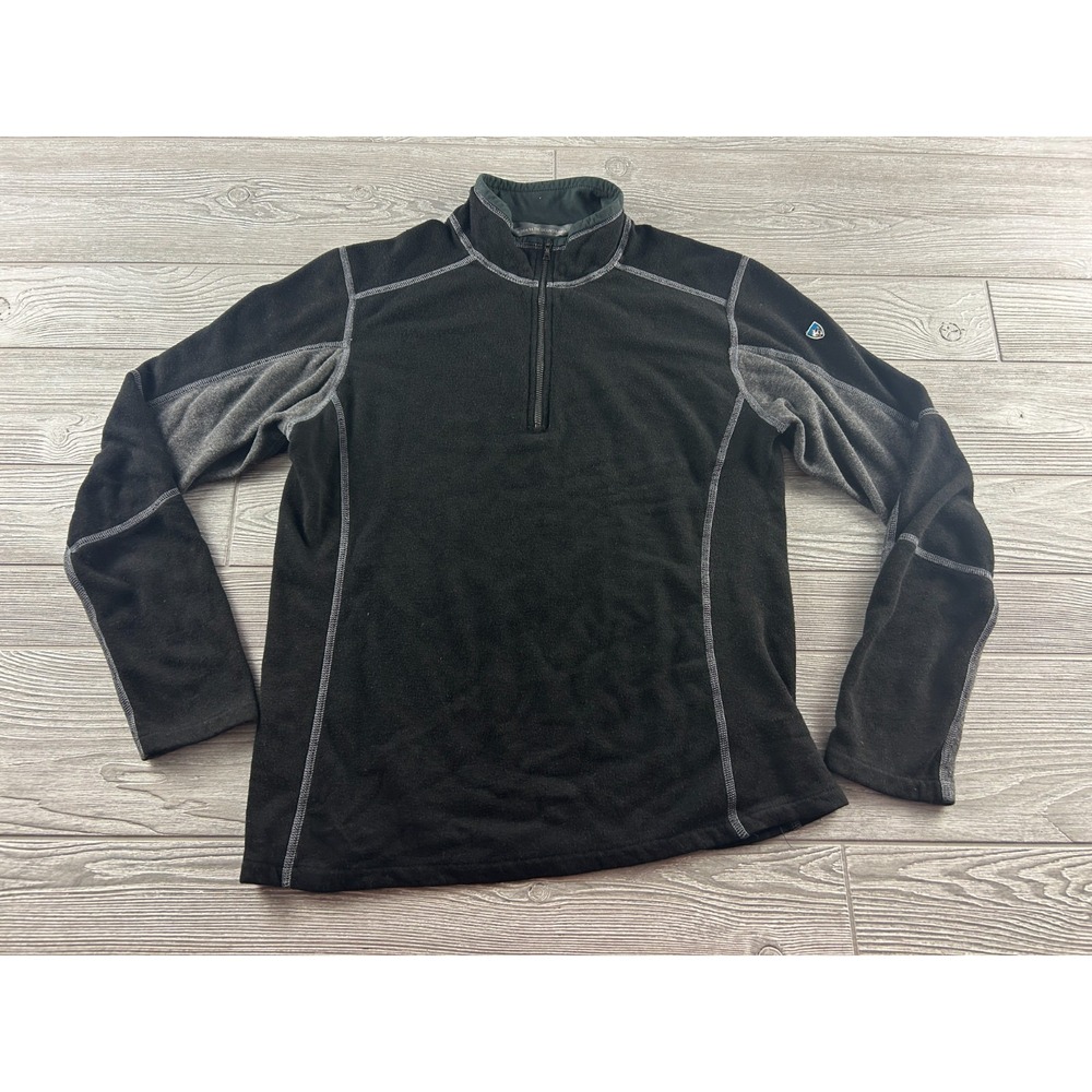 Kuhl Mens Kashmira 1/4 Zip Pullover Fleece Black Outdoor Sweater Size M